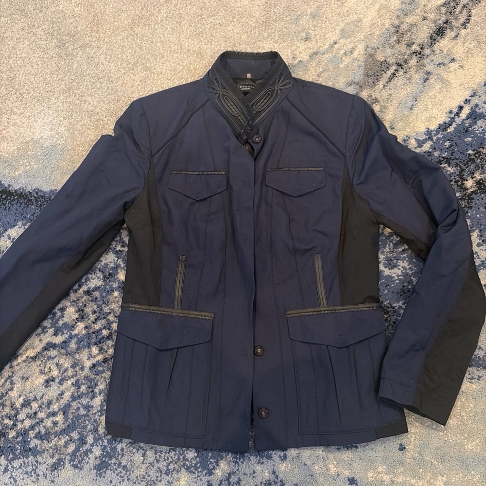 Elie Tahari Exclusively For SAKS Fifth Ave Black Blue Blazer Jacket Medium